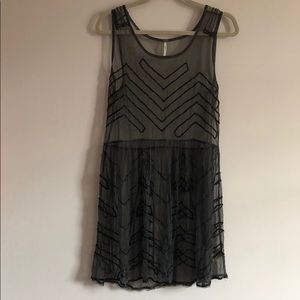Free People Sheer Black Beaded Dress